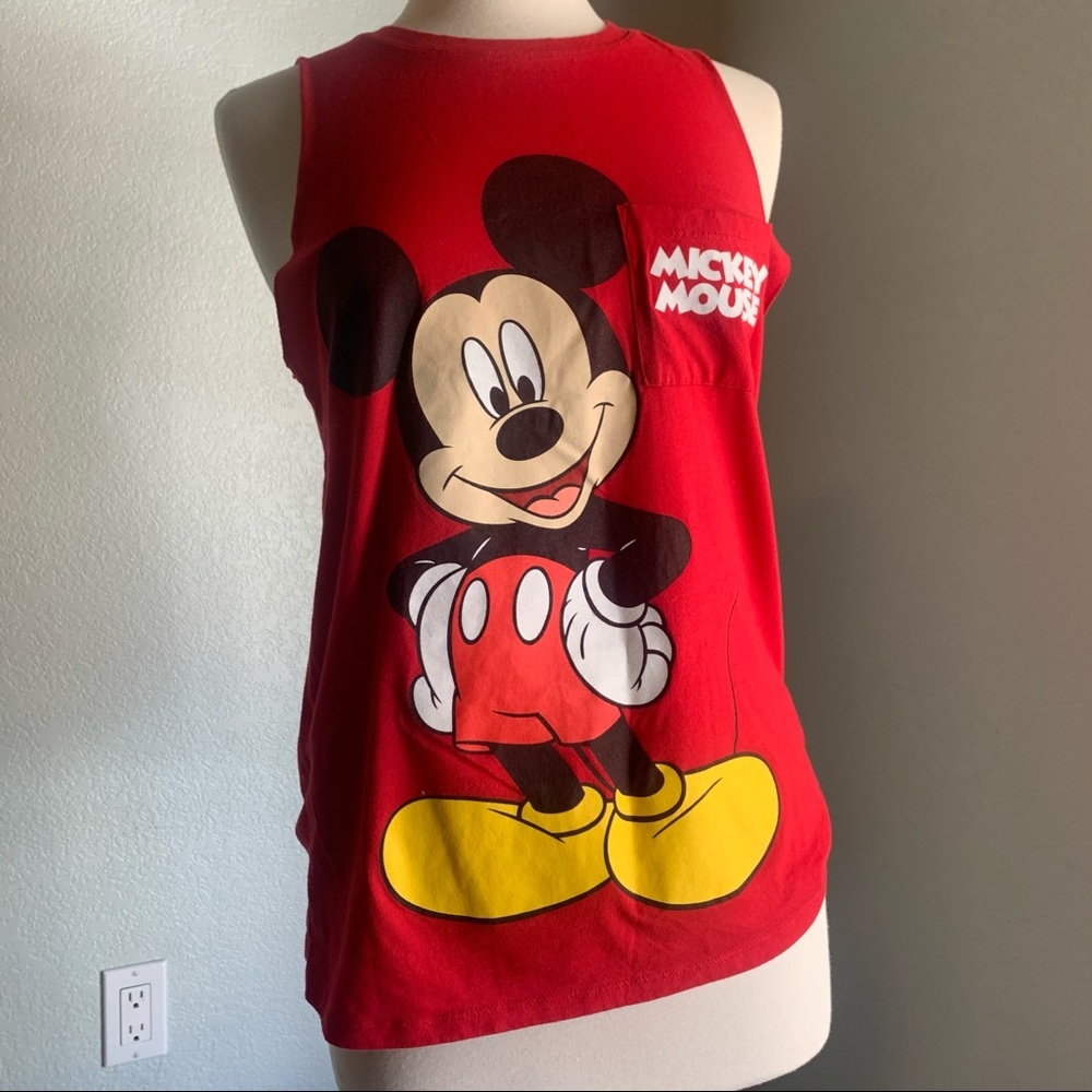 Disney Red Mickey Mouse Graphic Crew Neck Tank Top